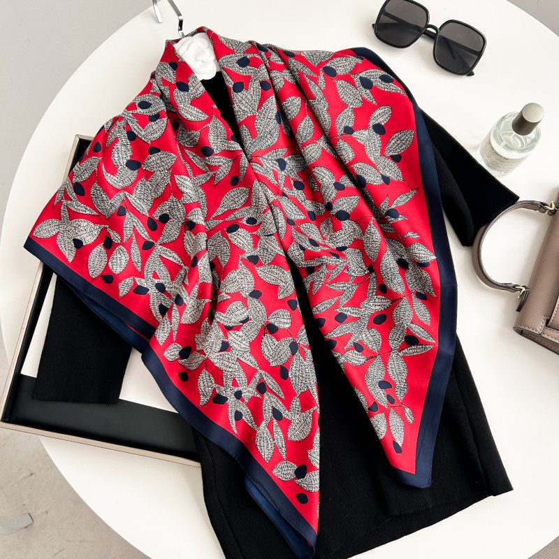 Scarf Silk Square - ผ้าพันคอสี่เหลี่ยมขนาด 90 ซม. คุณภาพสูง ผ้าพันคอไหมทวิลล์สุดหรูสำหรับผู้หญิง ผ้าพันคอคลุมผม