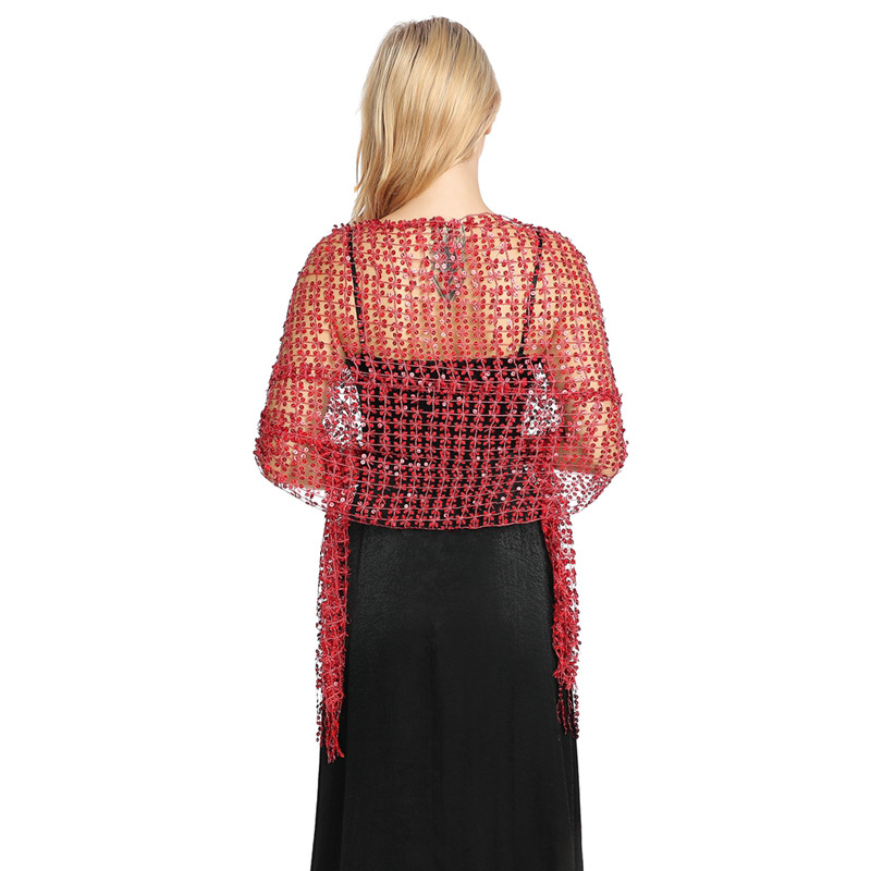 Stole Wedding Shawl - ผ้าคลุมไหล่ปักเลื่อมสไตล์ยุโรปและอเมริกา ผ้าคลุมสำหรับงานกลางคืนสำหรับผู้หญิง ผ้าคลุมสำหรับงานปาร์ตี้และงานแต่งงาน ผ้าคลุมสำหรับงานเลี้ยงแบบกี่เพ้า