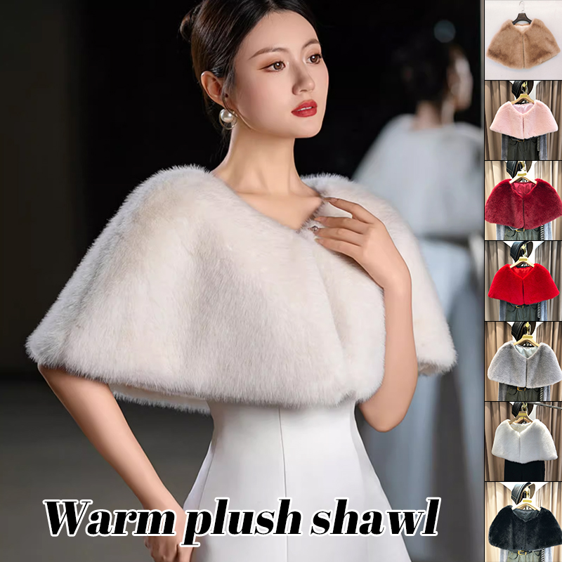 Stole Wedding Shawl - ผู้หญิงฤดูหนาว Faux FUR Shawl Elegant เจ้าสาวงานแต่งงานผ้าคลุมไหล่