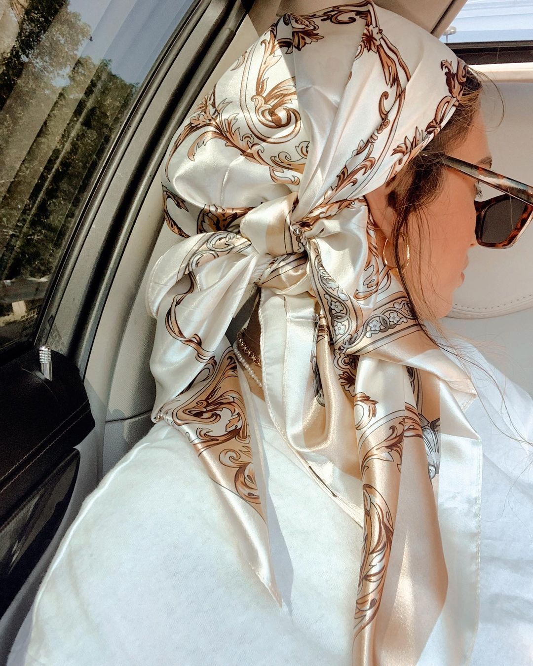 Head Wrap Turban - ซาตินผ้าพันคอสแควร์ผู้หญิงมุสลิมฮิญาบElegant 2025 พิมพ์ผ้าไหมผ้าพันคอผ้าคลุมไหล่Headband Handleอุปกรณ์เสริมผมผ้าพันคอ