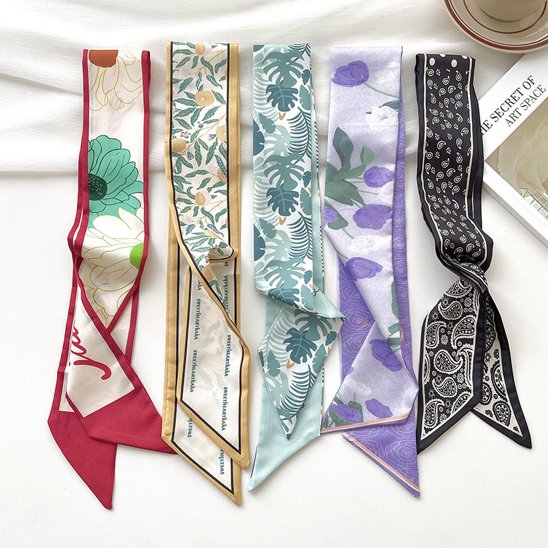 Ascot Neck Scarf - ใหม่แบรนด์หรูรุ่นผ้าพันคอผ้าไหมขนาดเล็กผู้หญิงผมวงกระเป๋ากระเป๋าถือริบบิ้นผ้าพันคอผ้าพันคอคอผ้าพันคอ